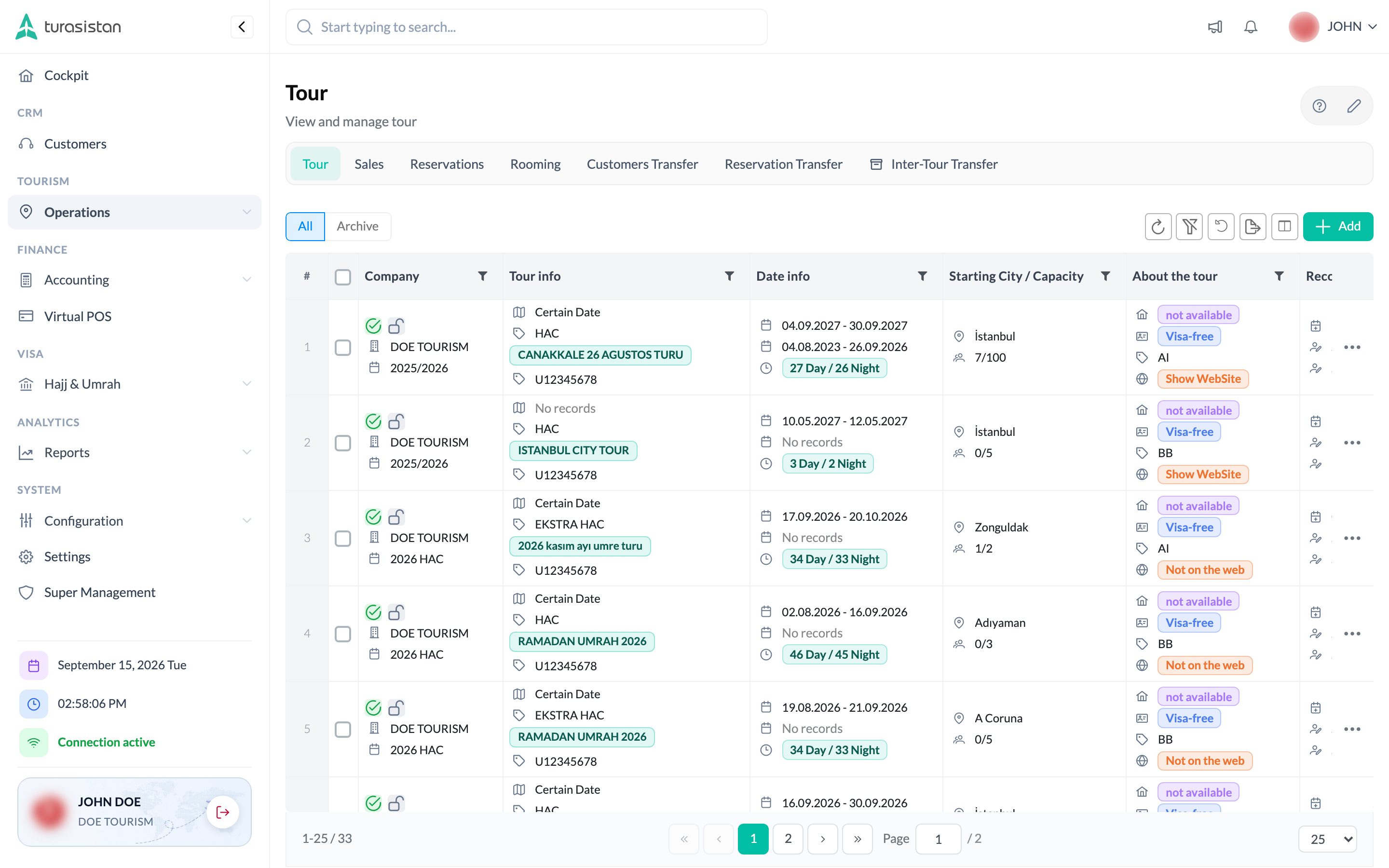 Build your tour, run the operation from one screen.